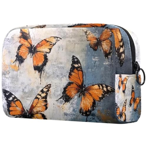 Grunge Kosmetiktasche mit Schmetterlingen, für Damen, Reise-Kulturbeutel, groß, Make-up, praktische Tasche, Organizer-Tasche mit Reißverschluss, multi, 18.5x7.5x13cm/7.3x3x5.1in, Kulturbeutel Grunge Kosmetiktasche mit Schmetterlingen, für Damen, Reise-Kulturbeutel, groß, Make-up, praktische Tasche, Organizer-Tasche mit Reißverschluss, multi, 18.5x7.5x13cm/7.3x3x5.1in, Kulturbeutel von VAPOKF