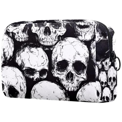 Grunge Kosmetiktasche mit Totenkopfmotiv für Damen, Reise-Kulturbeutel, groß, Make-up, praktische Tasche, Organizer-Tasche mit Reißverschluss, multi, 18.5x7.5x13cm/7.3x3x5.1in, Kulturbeutel Grunge Kosmetiktasche mit Totenkopfmotiv für Damen, Reise-Kulturbeutel, groß, Make-up, praktische Tasche, Organizer-Tasche mit Reißverschluss, multi, 18.5x7.5x13cm/7.3x3x5.1in, Kulturbeutel von VAPOKF