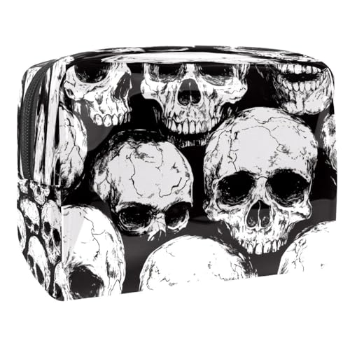 Grunge Kosmetiktasche mit Totenkopfmotiv für Damen, Reise-Kulturbeutel, groß, PVC, Make-up, praktische Tasche, Organizer mit Reißverschluss, multi, 18.5x7.5x13cm/7.3x3x5.1in, Kulturbeutel Grunge Kosmetiktasche mit Totenkopfmotiv für Damen, Reise-Kulturbeutel, groß, PVC, Make-up, praktische Tasche, Organizer mit Reißverschluss, multi, 18.5x7.5x13cm/7.3x3x5.1in, Kulturbeutel von VAPOKF
