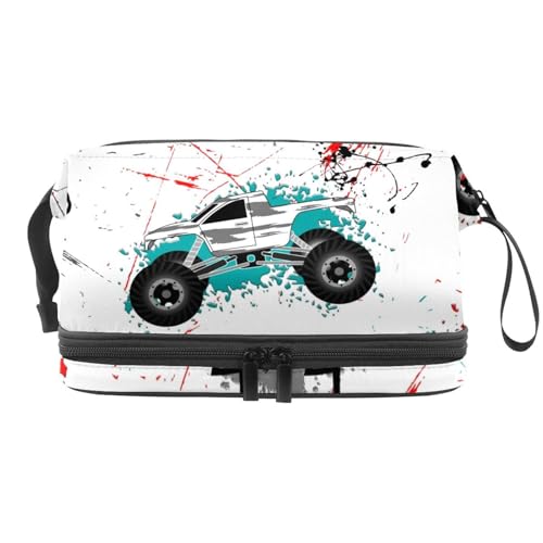 Grunge Motorrad-LKW-Kosmetiktasche, doppellagig, für Damen und Mädchen, Reise-Kulturbeutel, Make-up, praktische Tasche, Organizer-Tasche mit Bürstenfach, multi, 27x15x14 cm/10.6x5.9x5.5 in, Grunge Motorrad-LKW-Kosmetiktasche, doppellagig, für Damen und Mädchen, Reise-Kulturbeutel, Make-up, praktische Tasche, Organizer-Tasche mit Bürstenfach, multi, 27x15x14 cm/10.6x5.9x5.5 in, von VAPOKF