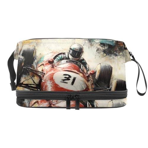 Grunge Racing Cars Doppellagige Kosmetiktasche für Damen und Mädchen, Reise-Kulturbeutel, Make-up, praktische Tasche, Organizer-Tasche mit Pinselfach, multi, 27x15x14 cm/10.6x5.9x5.5 in, Kulturbeutel Grunge Racing Cars Doppellagige Kosmetiktasche für Damen und Mädchen, Reise-Kulturbeutel, Make-up, praktische Tasche, Organizer-Tasche mit Pinselfach, multi, 27x15x14 cm/10.6x5.9x5.5 in, Kulturbeutel von VAPOKF