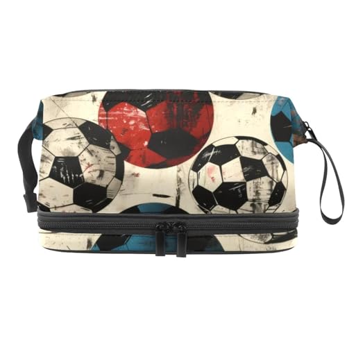 Grunge Soccers Doppelschichtige Kosmetiktasche für Damen und Mädchen, Reise-Kulturbeutel, Make-up, praktische Tasche, Organizer-Tasche mit Pinselfach, multi, 27x15x14 cm/10.6x5.9x5.5 in, Kulturbeutel Grunge Soccers Doppelschichtige Kosmetiktasche für Damen und Mädchen, Reise-Kulturbeutel, Make-up, praktische Tasche, Organizer-Tasche mit Pinselfach, multi, 27x15x14 cm/10.6x5.9x5.5 in, Kulturbeutel von VAPOKF