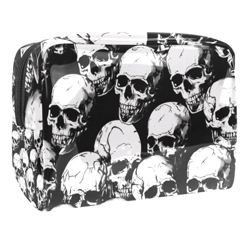 Grunge Totenköpfe Kosmetiktasche für Damen, Reise-Kulturbeutel, groß, PVC, Make-up, praktische Tasche, Organizer mit Reißverschluss, multi, 18.5x7.5x13cm/7.3x3x5.1in, Kulturbeutel Grunge Totenköpfe Kosmetiktasche für Damen, Reise-Kulturbeutel, groß, PVC, Make-up, praktische Tasche, Organizer mit Reißverschluss, multi, 18.5x7.5x13cm/7.3x3x5.1in, Kulturbeutel von VAPOKF