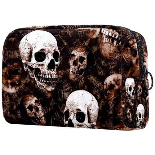 Grunge Totenkopf-Kosmetiktasche für Damen, Reise-Kulturbeutel, groß, Make-up, praktische Tasche, Organizer-Tasche mit Reißverschluss, multi, 18.5x7.5x13cm/7.3x3x5.1in, Kulturbeutel Grunge Totenkopf-Kosmetiktasche für Damen, Reise-Kulturbeutel, groß, Make-up, praktische Tasche, Organizer-Tasche mit Reißverschluss, multi, 18.5x7.5x13cm/7.3x3x5.1in, Kulturbeutel von VAPOKF
