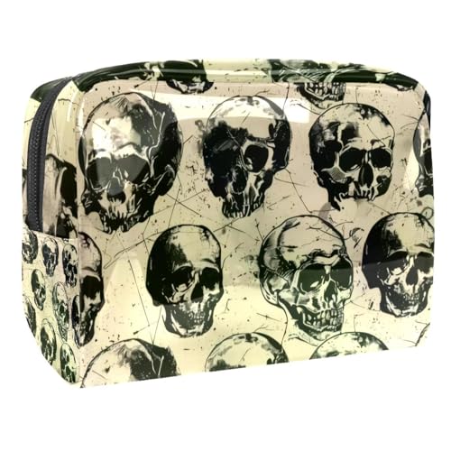 Grunge Totenkopf-Kosmetiktasche für Damen, Reise-Kulturbeutel, groß, PVC, Make-up, praktische Tasche, Organizer mit Reißverschluss, multi, 18.5x7.5x13cm/7.3x3x5.1in, Kulturbeutel Grunge Totenkopf-Kosmetiktasche für Damen, Reise-Kulturbeutel, groß, PVC, Make-up, praktische Tasche, Organizer mit Reißverschluss, multi, 18.5x7.5x13cm/7.3x3x5.1in, Kulturbeutel von VAPOKF