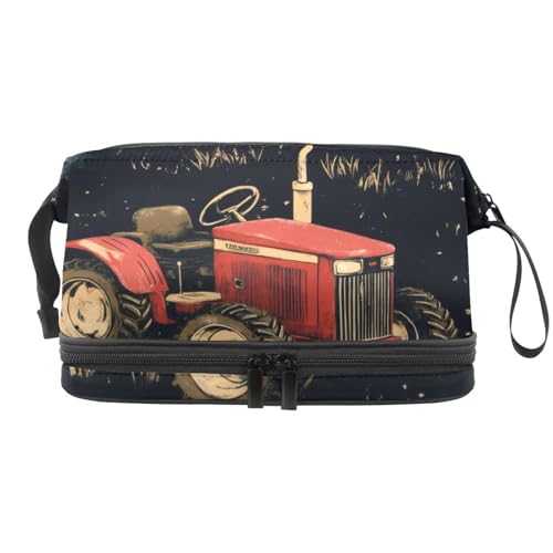 Grunge Tractors on Farm Doppellagige Kosmetiktasche für Damen und Mädchen, Reise-Kulturbeutel, Make-up, praktische Tasche, Organizer-Tasche mit Bürstenfach, multi, 27x15x14 cm/10.6x5.9x5.5 in, Grunge Tractors on Farm Doppellagige Kosmetiktasche für Damen und Mädchen, Reise-Kulturbeutel, Make-up, praktische Tasche, Organizer-Tasche mit Bürstenfach, multi, 27x15x14 cm/10.6x5.9x5.5 in, von VAPOKF