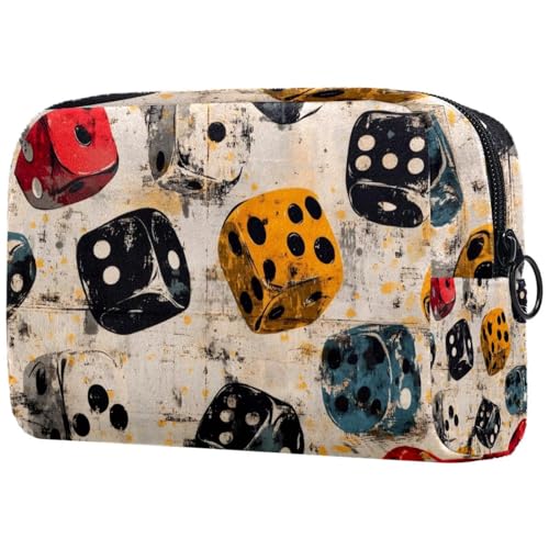 Grunge Würfel-Kosmetiktasche für Damen, Reise-Kulturbeutel, groß, Make-up, praktische Tasche, Organizer-Tasche mit Reißverschluss, multi, 18.5x7.5x13cm/7.3x3x5.1in, Kulturbeutel Grunge Würfel-Kosmetiktasche für Damen, Reise-Kulturbeutel, groß, Make-up, praktische Tasche, Organizer-Tasche mit Reißverschluss, multi, 18.5x7.5x13cm/7.3x3x5.1in, Kulturbeutel von VAPOKF