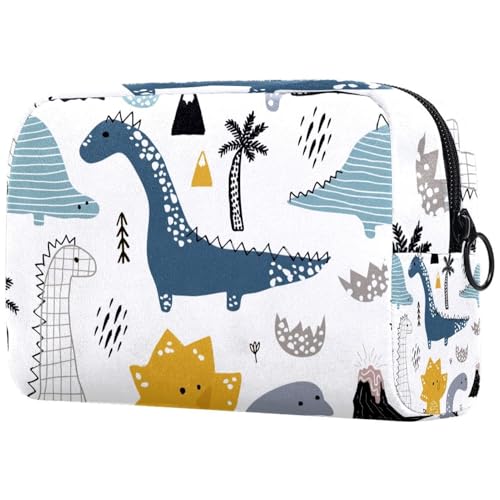 Handgezeichnete Dinosaurier-Kosmetiktasche für Damen, Reise-Kulturbeutel, groß, Make-up, praktische Tasche, Organizer-Tasche mit Reißverschluss, multi, 18.5x7.5x13cm/7.3x3x5.1in, Kulturbeutel von VAPOKF