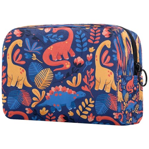 Handgezeichnete Kosmetiktasche mit Dinosaurier-Muster, für Damen, Reise-Kulturbeutel, groß, Make-up, praktische Tasche, Organizer-Tasche mit Reißverschluss, multi, 18.5x7.5x13cm/7.3x3x5.1in, von VAPOKF