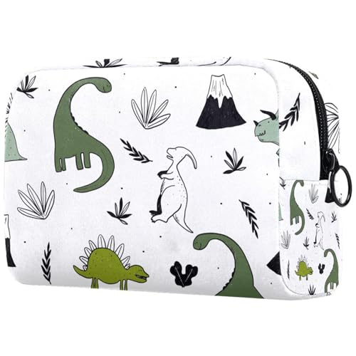 Handgezeichnete süße Dinosaurier-Kosmetiktasche für Frauen, Reise-Kulturbeutel, große Make-up-Tasche, praktische Tasche, Organizer-Tasche mit Reißverschluss, multi, 18.5x7.5x13cm/7.3x3x5.1in, von VAPOKF