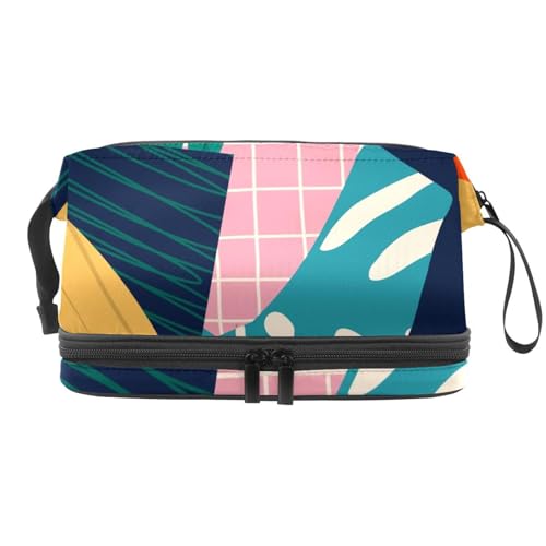 Jungle Fruits and Plants Exotic Double Layer Cosmetic Bag for Women and Girls, Travel Toiletry Bag Makeup Handy Pouch Organizer Bag with Brush Compartment, multi, 27x15x14 cm/10.6x5.9x5.5 in, von VAPOKF