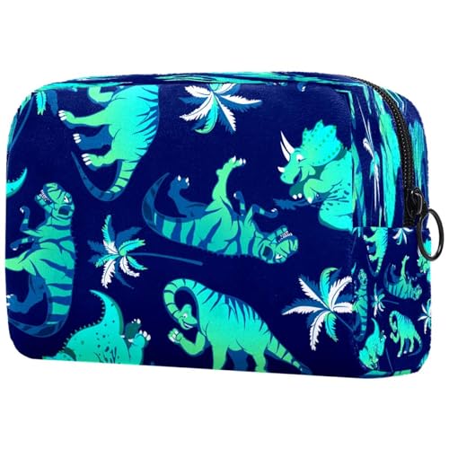 Jurassic Kosmetiktasche mit Dinosaurier- und Palmenmotiv, für Damen, Reise-Kulturbeutel, groß, Make-up, praktische Tasche, Organizer-Tasche mit Reißverschluss, multi, 18.5x7.5x13cm/7.3x3x5.1in, von VAPOKF