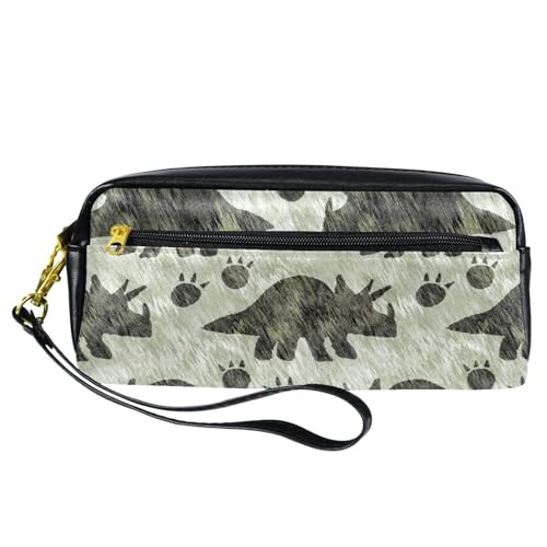 Jurassic Triceratops Federmäppchen, Dinosaurier-Silhouette, Stiftetasche, PU-Leder, Schreibwaren-Tasche mit Reißverschluss, für Jungen und Mädchen, Schul- und Bürobedarf von VAPOKF