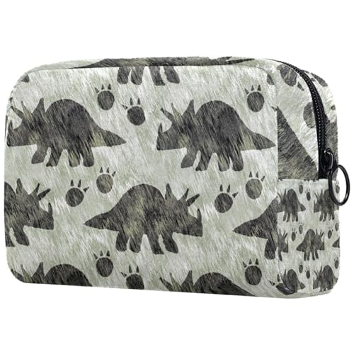Jurassic Triceratops Kosmetiktasche mit Dinosaurier-Silhouette, für Damen, Reise-Kulturbeutel, groß, Make-up, praktische Tasche, Organizer-Tasche mit Reißverschluss, multi, 18.5x7.5x13cm/7.3x3x5.1in, von VAPOKF