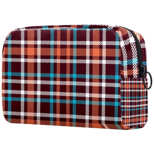 Karierte Kosmetiktasche für Damen, Reise-Kulturbeutel, groß, Make-up, praktische Tasche, Organizer-Tasche mit Reißverschluss, multi, 18.5x7.5x13cm/7.3x3x5.1in, Kulturbeutel Karierte Kosmetiktasche für Damen, Reise-Kulturbeutel, groß, Make-up, praktische Tasche, Organizer-Tasche mit Reißverschluss, multi, 18.5x7.5x13cm/7.3x3x5.1in, Kulturbeutel von VAPOKF