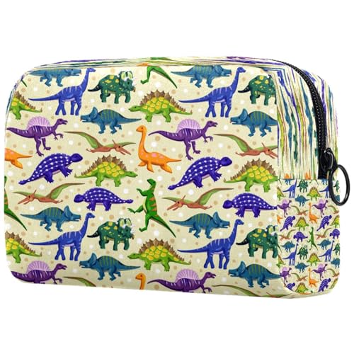 Kosmetiktasche für Damen, Dinosaurier-Kosmetiktasche, groß, mit Reißverschluss, Gelb, multi, 18.5x7.5x13cm/7.3x3x5.1in, Kulturbeutel von VAPOKF