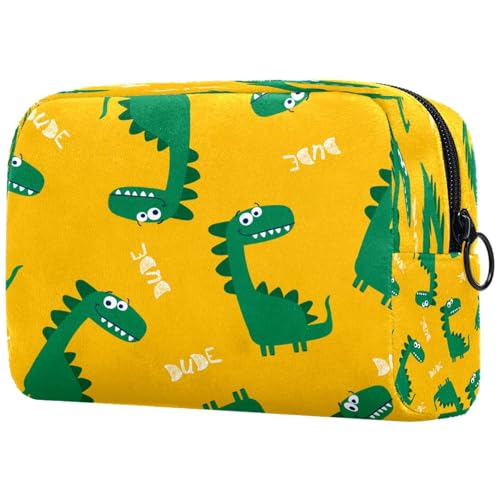 Kosmetiktasche für Damen, Dinosaurier-Kosmetiktasche, groß, mit Reißverschluss, Gelb, multi, 18.5x7.5x13cm/7.3x3x5.1in, Kulturbeutel von VAPOKF