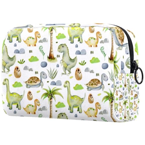 Kosmetiktasche für Damen, Motiv: Baby-Dinosaurier und Eier, Schildkröte, Steine, Reise-Kulturbeutel, groß, Make-up, praktische Tasche, Organizer-Tasche mit Reißverschluss, multi, von VAPOKF