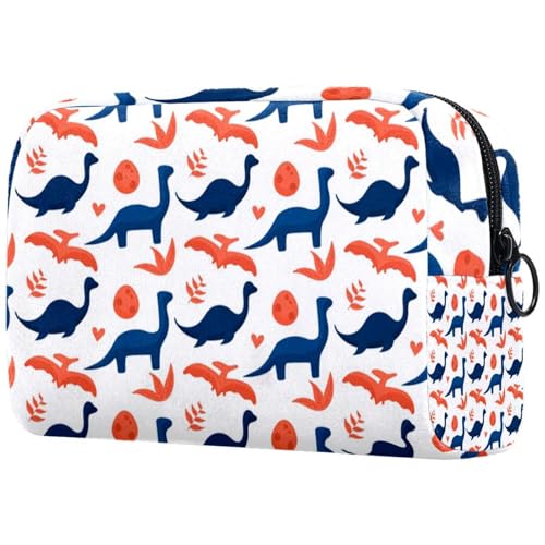 Kosmetiktasche für Damen, Motiv: Dinosaurier und Ei mit fliegender Fledermaus, Reise-Kulturbeutel, groß, Make-up, praktische Tasche, Organizer-Tasche mit Reißverschluss, multi, von VAPOKF