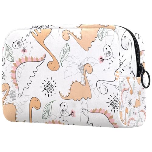 Kosmetiktasche für Damen, Motiv: Dinosaurier und Vögel, Reise-Kulturbeutel, groß, Make-up, praktische Tasche, Organizer-Tasche mit Reißverschluss, multi, 18.5x7.5x13cm/7.3x3x5.1in, Kulturbeutel von VAPOKF