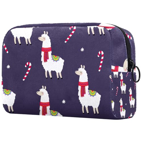 Kosmetiktasche für Damen, Motiv: Schal mit Lama- und Süßigkeitenmotiv für Damen, Reise-Kulturbeutel, groß, Make-up, praktische Tasche, Organizer-Tasche mit Reißverschluss, multi, von VAPOKF