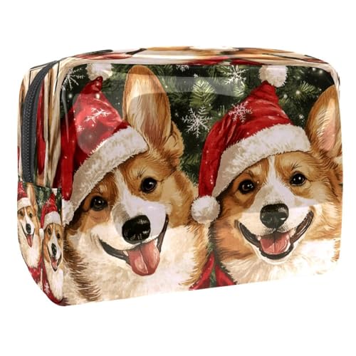 Kosmetiktasche für Damen, Motiv: Weihnachtspullover, Hut, Corgi, Hunde, Reise-Kulturbeutel, groß, PVC, Make-up, praktische Tasche, Organizer mit Reißverschluss, multi, 18.5x7.5x13cm/7.3x3x5.1in Kosmetiktasche für Damen, Motiv: Weihnachtspullover, Hut, Corgi, Hunde, Reise-Kulturbeutel, groß, PVC, Make-up, praktische Tasche, Organizer mit Reißverschluss, multi, 18.5x7.5x13cm/7.3x3x5.1in von VAPOKF