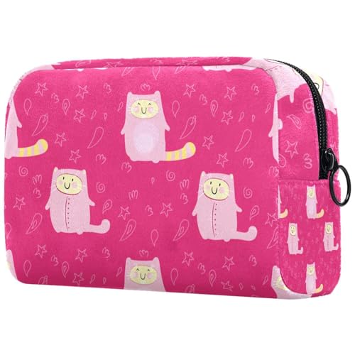 Kosmetiktasche für Damen, Motiv: niedliche Katzen in Tüchern, Reise-Kulturbeutel, groß, Make-up, praktische Tasche, Organizer-Tasche mit Reißverschluss, multi, 18.5x7.5x13cm/7.3x3x5.1in, Kulturbeutel von VAPOKF