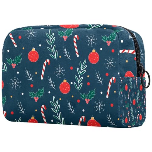Kosmetiktasche für Damen, Weihnachts-Süßigkeiten-Muster, Kosmetiktasche für Damen, Reise-Kulturbeutel, groß, Make-up, praktische Tasche, Organizer-Tasche mit Reißverschluss, multi, von VAPOKF