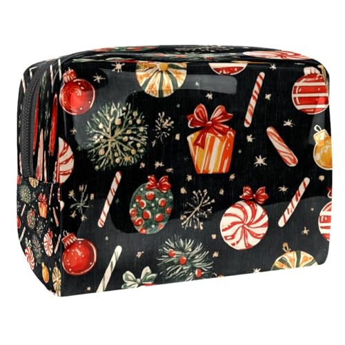 Kosmetiktasche für Damen, Weihnachts-Süßigkeiten und Geschenke, Reise-Kulturbeutel, groß, PVC, Make-up, praktische Tasche, Organizer mit Reißverschluss, multi, 18.5x7.5x13cm/7.3x3x5.1in, Kulturbeutel von VAPOKF