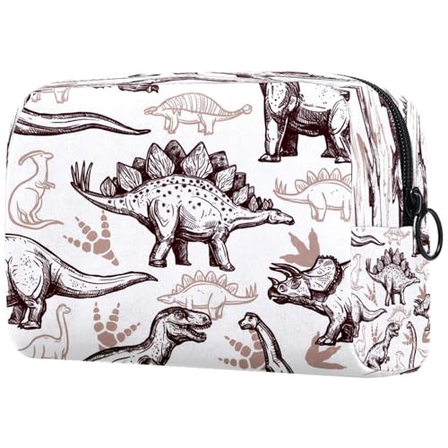 Kosmetiktasche für Damen, verschiedene Dinosaurier-Druck, Reise-Kulturbeutel, groß, Make-up, praktische Tasche, Organizer-Tasche mit Reißverschluss, multi, 18.5x7.5x13cm/7.3x3x5.1in, Kulturbeutel von VAPOKF