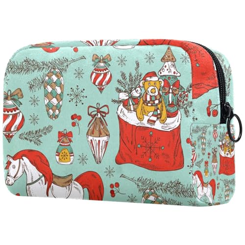 Kosmetiktasche für Damen mit Weihnachts- und Neujahrsgeschenken, Reise-Kulturbeutel, groß, Make-up, praktische Tasche, Organizer-Tasche mit Reißverschluss, multi, 18.5x7.5x13cm/7.3x3x5.1in, von VAPOKF