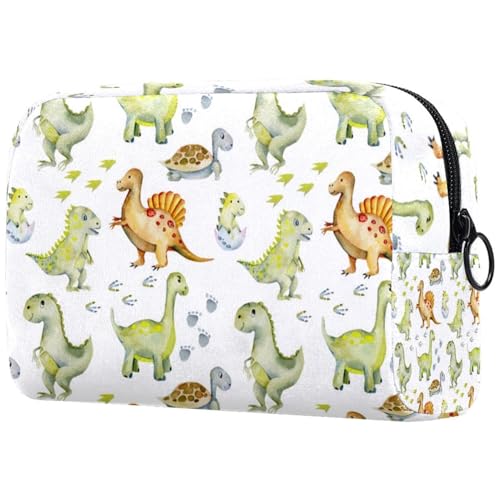 Kosmetiktasche mit Baby-Dinosaurier im Ei und Fußabdrücken für Damen, Reise-Kulturbeutel, groß, Make-up, praktische Tasche, Organizer-Tasche mit Reißverschluss, multi, 18.5x7.5x13cm/7.3x3x5.1in, von VAPOKF