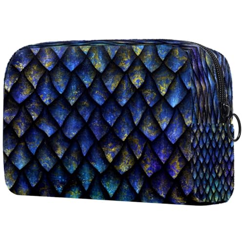 Kosmetiktasche mit Dinosaurier-Drachen-Schuppenmuster, für Damen, Reise-Kulturbeutel, groß, Make-up, praktische Tasche, Organizer, Tasche mit Reißverschluss, multi, 18.5x7.5x13cm/7.3x3x5.1in, von VAPOKF
