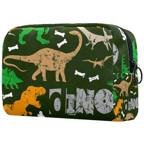 Kosmetiktasche mit Dinosaurier-Fußabdruck-Muster, für Damen, Reise-Kulturbeutel, groß, Make-up, praktische Tasche, Organizer-Tasche mit Reißverschluss, multi, 18.5x7.5x13cm/7.3x3x5.1in, Kulturbeutel von VAPOKF