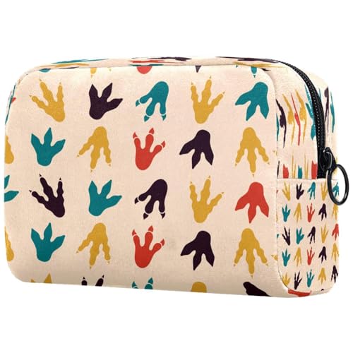 Kosmetiktasche mit Dinosaurier-Fußabdruck für Damen, Reise-Kulturbeutel, groß, Make-up, praktische Tasche, Organizer-Tasche mit Reißverschluss, multi, 18.5x7.5x13cm/7.3x3x5.1in, Kulturbeutel von VAPOKF