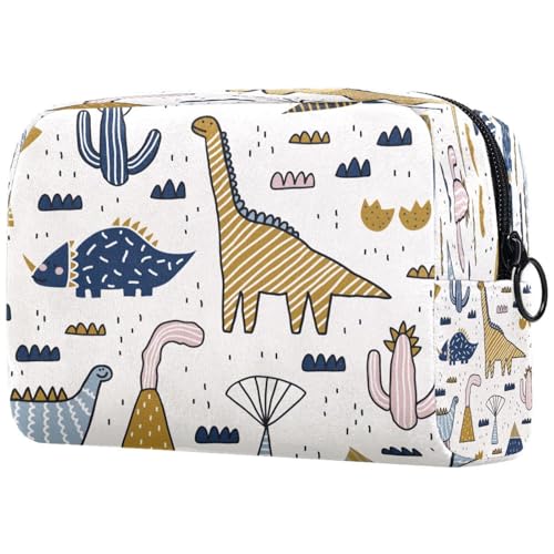 Kosmetiktasche mit Dinosaurier-Kakteen für Damen, Reise-Kulturbeutel, groß, Make-up, praktische Tasche, Organizer-Tasche mit Reißverschluss, multi, 18.5x7.5x13cm/7.3x3x5.1in, Kulturbeutel von VAPOKF