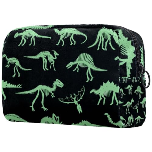 Kosmetiktasche mit Dinosaurier-Knochenmuster, für Damen, Reise-Kulturbeutel, groß, Make-up, praktische Tasche, Organizer-Tasche mit Reißverschluss, multi, 18.5x7.5x13cm/7.3x3x5.1in, Kulturbeutel von VAPOKF