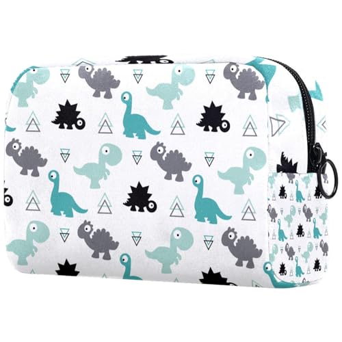 Kosmetiktasche mit Dinosaurier-Motiv, für Damen, Reise-Kulturbeutel, groß, Make-up, praktische Tasche mit Reißverschluss, Grün, multi, 18.5x7.5x13cm/7.3x3x5.1in, Kulturbeutel von VAPOKF
