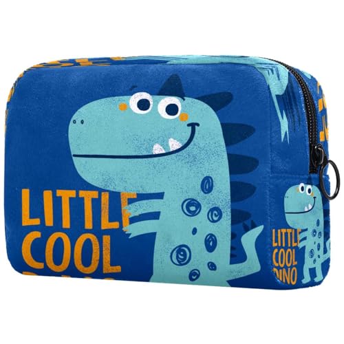 Kosmetiktasche mit Dinosaurier-Motiv, für Damen, Reise-Kulturbeutel, groß, mit Reißverschluss, Blau, multi, 18.5x7.5x13cm/7.3x3x5.1in, Kulturbeutel von VAPOKF