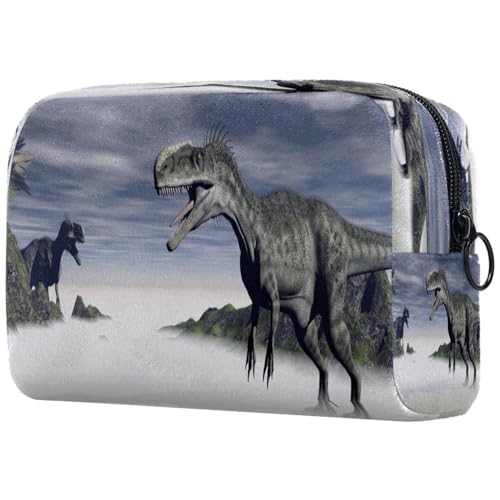 Kosmetiktasche mit Dinosaurier-Motiv Tyrannosaurus Rex für Damen, Reise-Kulturbeutel, groß, Make-up, praktische Tasche, Organizer-Tasche mit Reißverschluss, multi, 18.5x7.5x13cm/7.3x3x5.1in, von VAPOKF