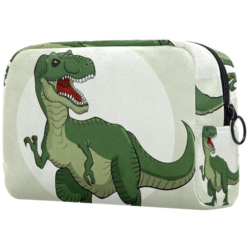 Kosmetiktasche mit Dinosaurier-Motiv für Damen, Reise-Kulturbeutel, groß, Make-up, praktische Tasche, Organizer-Tasche mit Reißverschluss, multi, 18.5x7.5x13cm/7.3x3x5.1in, Kulturbeutel von VAPOKF