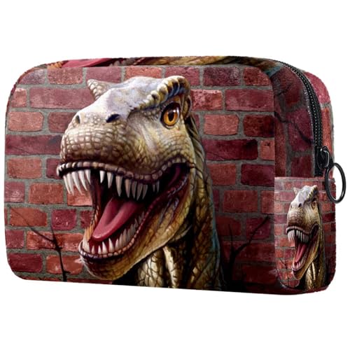 Kosmetiktasche mit Dinosaurier-Motiv für Frauen, Reise-Kulturbeutel, groß, Make-up, praktische Tasche, Organizer-Tasche mit Reißverschluss, multi, 18.5x7.5x13cm/7.3x3x5.1in, Kulturbeutel von VAPOKF