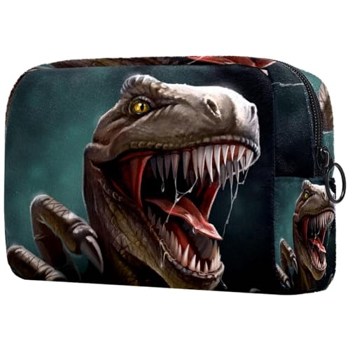 Kosmetiktasche mit Dinosaurier-Motiv mit Zähnen und Krallen für Damen, Reise-Kulturbeutel, groß, Make-up, praktische Tasche, Organizer-Tasche mit Reißverschluss, multi, 18.5x7.5x13cm/7.3x3x5.1in, von VAPOKF