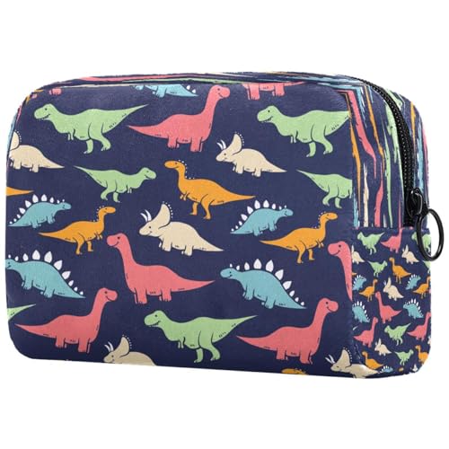 Kosmetiktasche mit Dinosaurier-Muster, für Damen, Reise-Kulturbeutel, groß, Make-up, praktische Tasche, Organizer, Tasche mit Reißverschluss, multi, 18.5x7.5x13cm/7.3x3x5.1in, Kulturbeutel von VAPOKF
