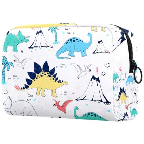 Kosmetiktasche mit Dinosaurier-Muster, für Damen, Reise-Kulturbeutel, groß, Make-up, praktische Tasche, Organizer-Tasche mit Reißverschluss, multi, 18.5x7.5x13cm/7.3x3x5.1in, Kulturbeutel von VAPOKF