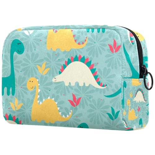 Kosmetiktasche mit Dinosaurier-Muster, für Damen, Reise-Kulturbeutel, groß, Make-up, praktische Tasche, Organizer-Tasche mit Reißverschluss, multi, 18.5x7.5x13cm/7.3x3x5.1in, Kulturbeutel von VAPOKF