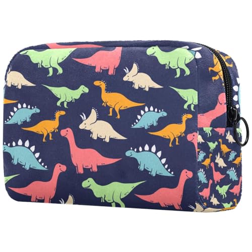 Kosmetiktasche mit Dinosaurier-Muster, für Damen, Reise-Kulturbeutel, groß, Make-up, praktische Tasche, Organizer-Tasche mit Reißverschluss, multi, 18.5x7.5x13cm/7.3x3x5.1in, Kulturbeutel von VAPOKF