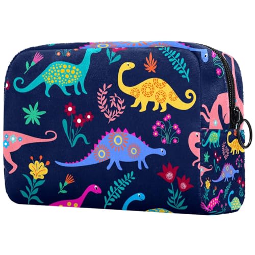 Kosmetiktasche mit Dinosaurier-Muster, für Damen, Reise-Kulturbeutel, groß, Make-up, praktische Tasche, Organizer-Tasche mit Reißverschluss, multi, 18.5x7.5x13cm/7.3x3x5.1in, Kulturbeutel von VAPOKF