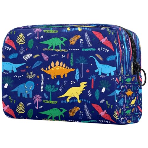 Kosmetiktasche mit Dinosaurier-Muster, für Damen, Reise-Kulturbeutel, groß, Make-up, praktische Tasche, Organizer-Tasche mit Reißverschluss, multi, 18.5x7.5x13cm/7.3x3x5.1in, Kulturbeutel von VAPOKF