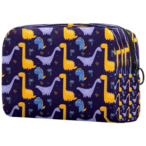 Kosmetiktasche mit Dinosaurier-Muster, für Damen, Reise-Kulturbeutel, groß, Make-up, praktische Tasche, Organizer-Tasche mit Reißverschluss, multi, 18.5x7.5x13cm/7.3x3x5.1in, Kulturbeutel von VAPOKF